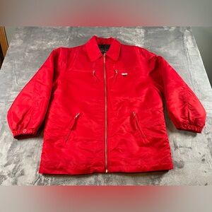 Vtg Guess USA Jacket Cost Full Zip Quilted Puff Jacket Zipper Pockets Red Medium